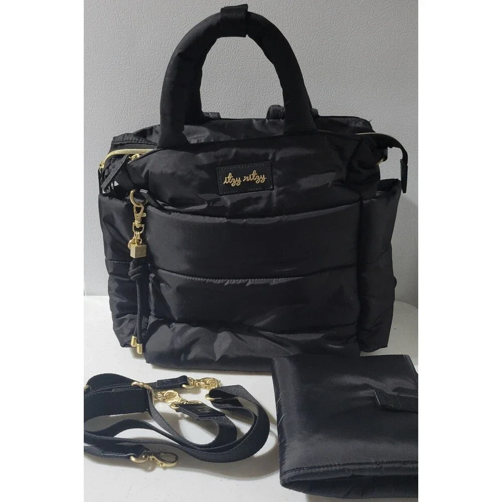 Itzy Ritzy Black Diaper Bag With Changing Pad EXCELLENT CONDITION